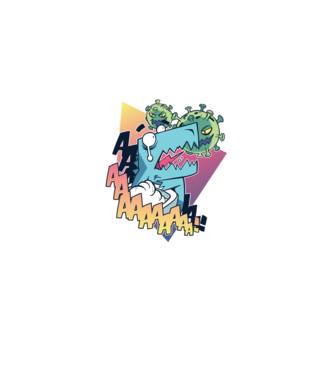 Covid Dino model mov pe tricou