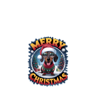 Merry Christmas Teckel model alb pe tricou