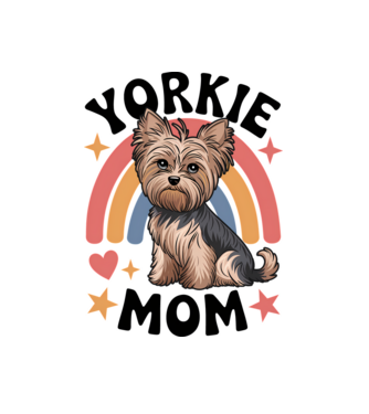Yorkie Mom Alb model alb pe tricou