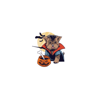 Vampir Yorkie Halloween model gri pe tricou