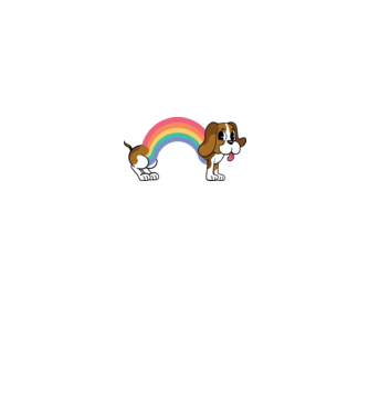 Beagle curcubeu model alb pe tricou