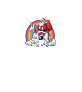 Moș Crăciun cool pe un unicorn 2 model negru pe tricou