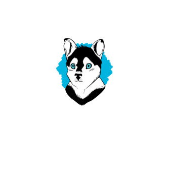 Câine Pomsky model alb pe tricou