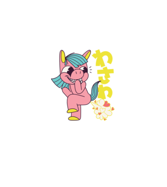 Bășică Unicorn model roșu pe tricou