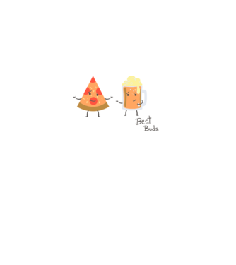 Best Buds - Pizza + Beer model gri pe tricou