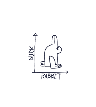Rabbit vs Duck - Iepure sau Rață model gri pe tricou