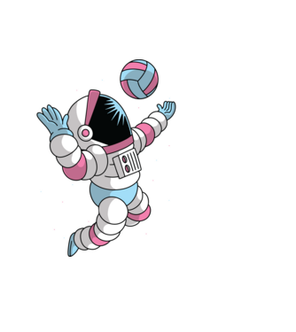 Astronaut voleibalist model negru pe tricou