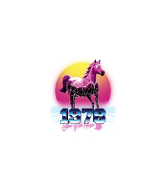 1978 Year of the Horse model negru pe tricou