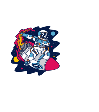 Astronaut DAB model alb pe tricou
