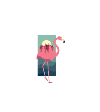 Flamingo Design model alb pe tricou