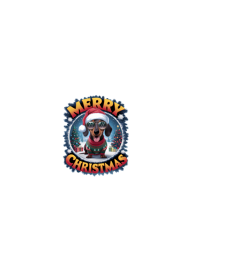 Merry Christmas Teckel model alb pe tricou