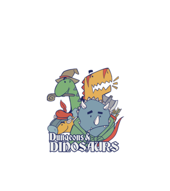 Dungeons and Dinosaurs model negru pe tricou