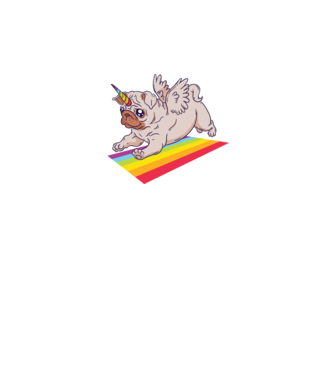 Pugicorn - mops unicorn model mov pe tricou