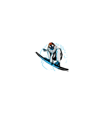 Yeti Snowboarder model alb/roșu pe tricou