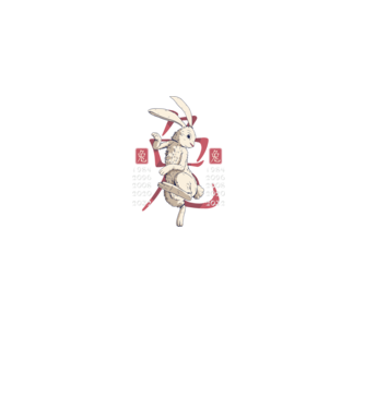 Year of the Rabbit model negru pe tricou