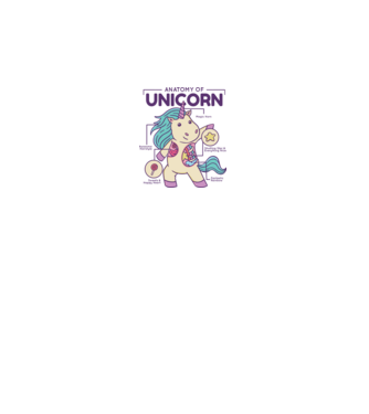 Unicorn Anatomie model alb pe tricou