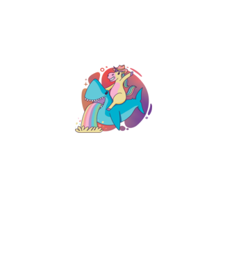 Unicorn pe rechin model negru pe tricou