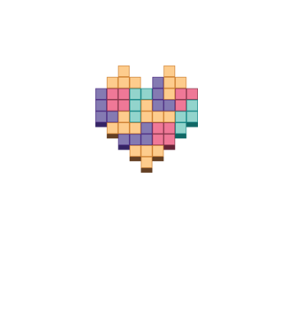 Inimă Tetris model alb pe tricou