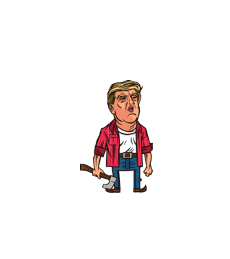 Trump tăietor de lemne model alb pe tricou