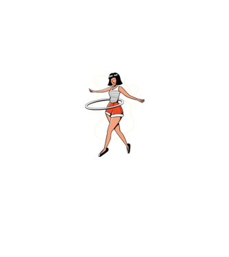 Cerc hula-hoop model albastru închis pe tricou