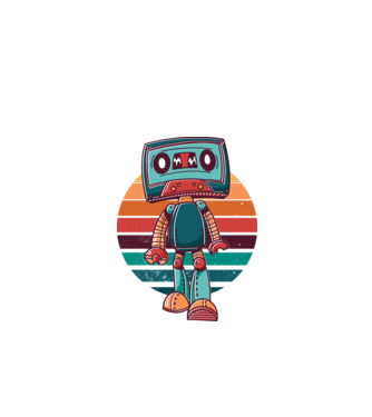 Robot Casetă retro model alb pe tricou