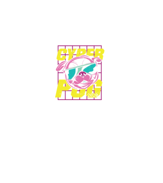 Mops Cyber Pug model negru pe tricou