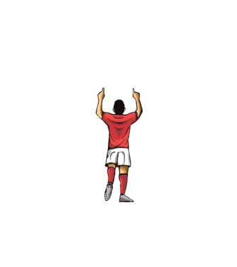 Fotbalist sărbătorind golul model turcoaz pe tricou