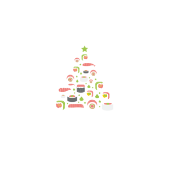 Pom de Crăciun Sushi model negru pe tricou