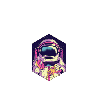 Astronaut Gogoașă și Pizza model negru pe tricou