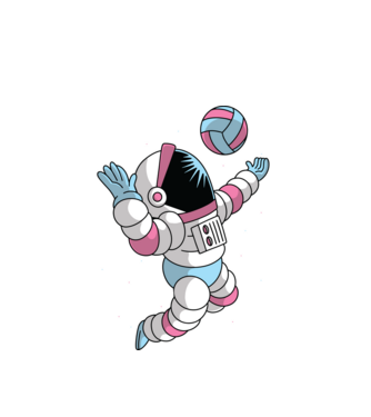 Astronaut voleibalist model alb pe tricou