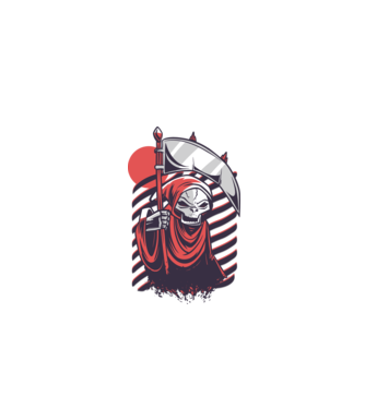 Moartea - Grim Reaper model alb pe tricou