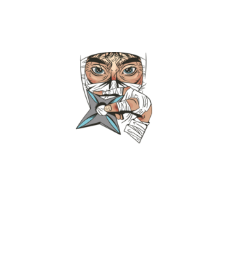Cap de ninja model negru pe tricou