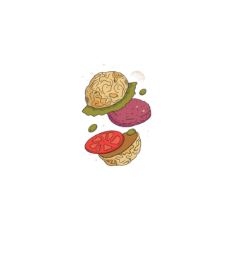 Burger lună model negru pe tricou