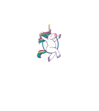 Unicorn pe cerc model alb pe tricou