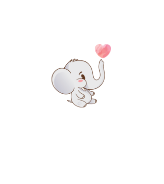 Elefant drăguț model alb pe tricou