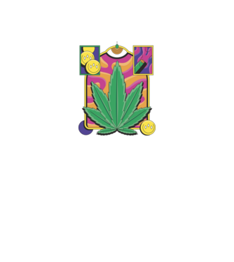 Hippy Cannabis model negru pe tricou