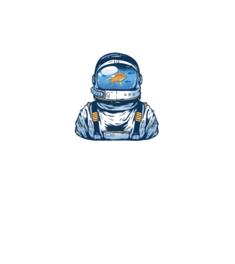 Peștișor auriu Astronaut model negru pe tricou