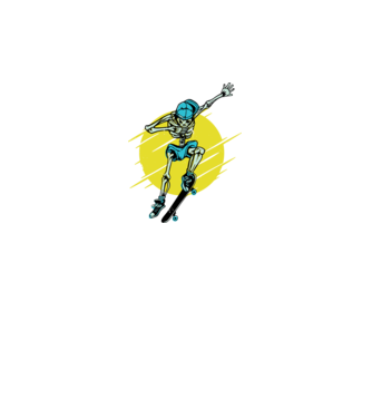 Schelet Skateboarder model alb pe tricou