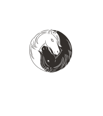 Călăreț Yin Yang model alb pe tricou