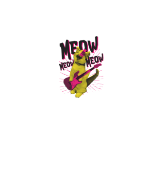 Pisică Rocker Meow model alb pe tricou