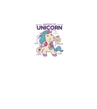 Unicorn Anatomie model alb pe tricou