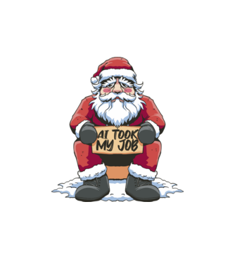 AI took my job Santa model alb pe tricou