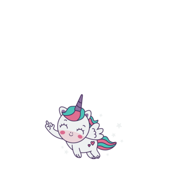 Unicorn drăguț arată degetul model nisipiu pe tricou