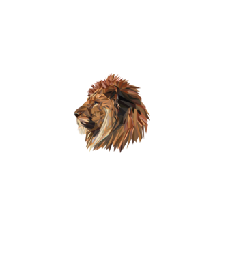 lion polygon model gri pe tricou