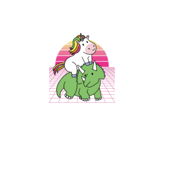 Unicorn pe dinozaur retro model mov pe tricou