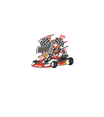 Gokart model albastru jeanși pe tricou