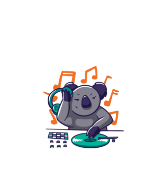 Koala DJ model alb pe tricou