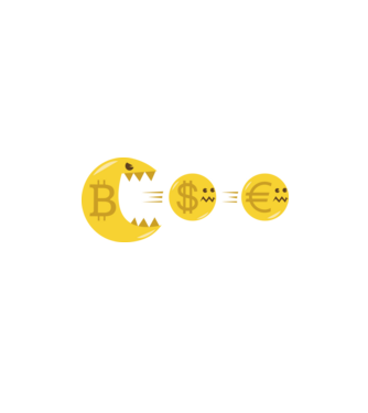 Bitcoin Pacman model negru pe tricou
