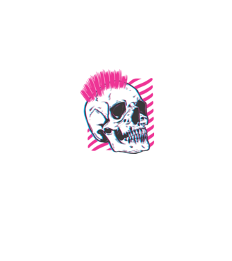 Craniu Punk model albastru jeanși pe tricou