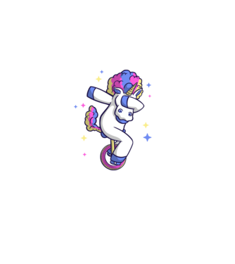 Unicorn pe monociclu model negru pe tricou